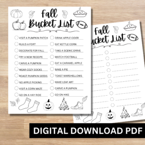 Fall Bucket List Printable - Digital Download
